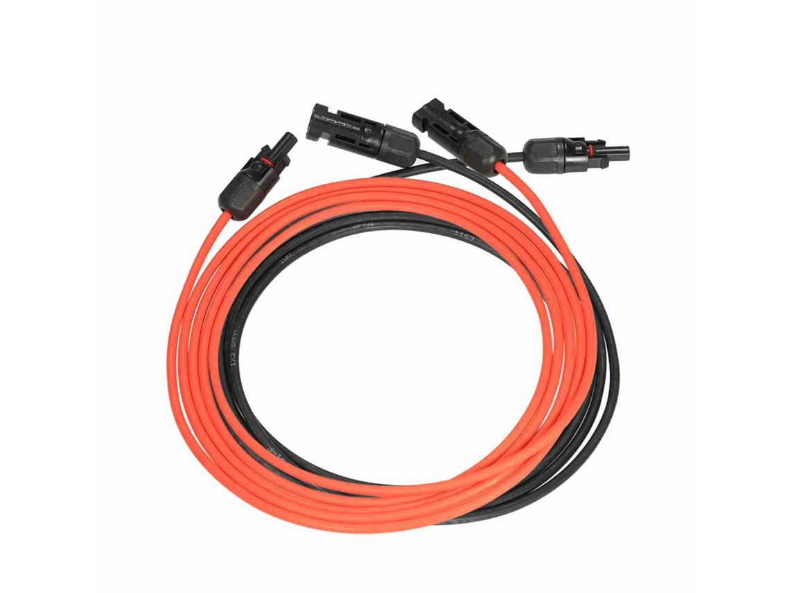 Par De Cables De Extensión Solar De 10 Awg Y 3 Metros De Longitud, De Color Negro Y Rojo, Con Conectores Mc4 Macho Y Hembra.