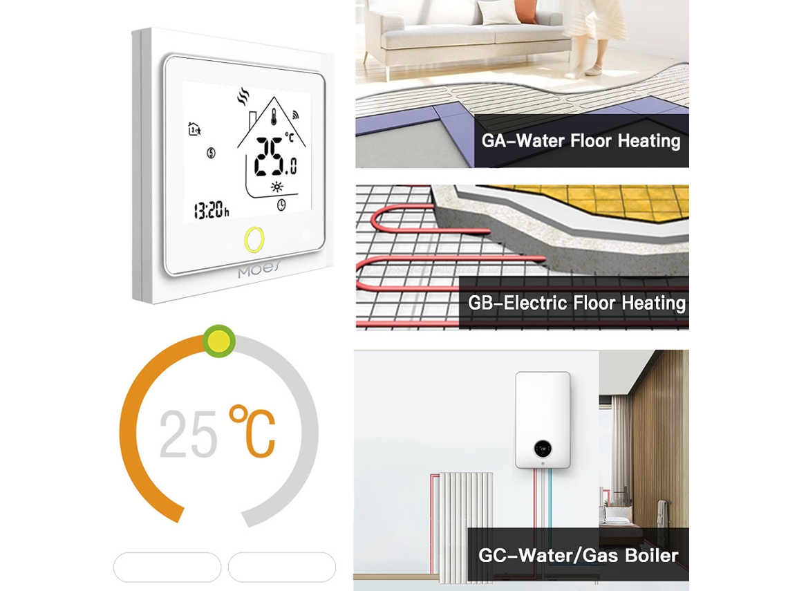 Termostato Inteligente Tuya Zigbee, Programable Mediante Aplicación Y Control Por Voz Alexa.