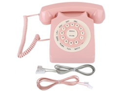 Teléfono Fijo Rosa De Estilo Vintage Con Calidad De Llamada Hd Para Oficina En Casa Y Botones Grandes.