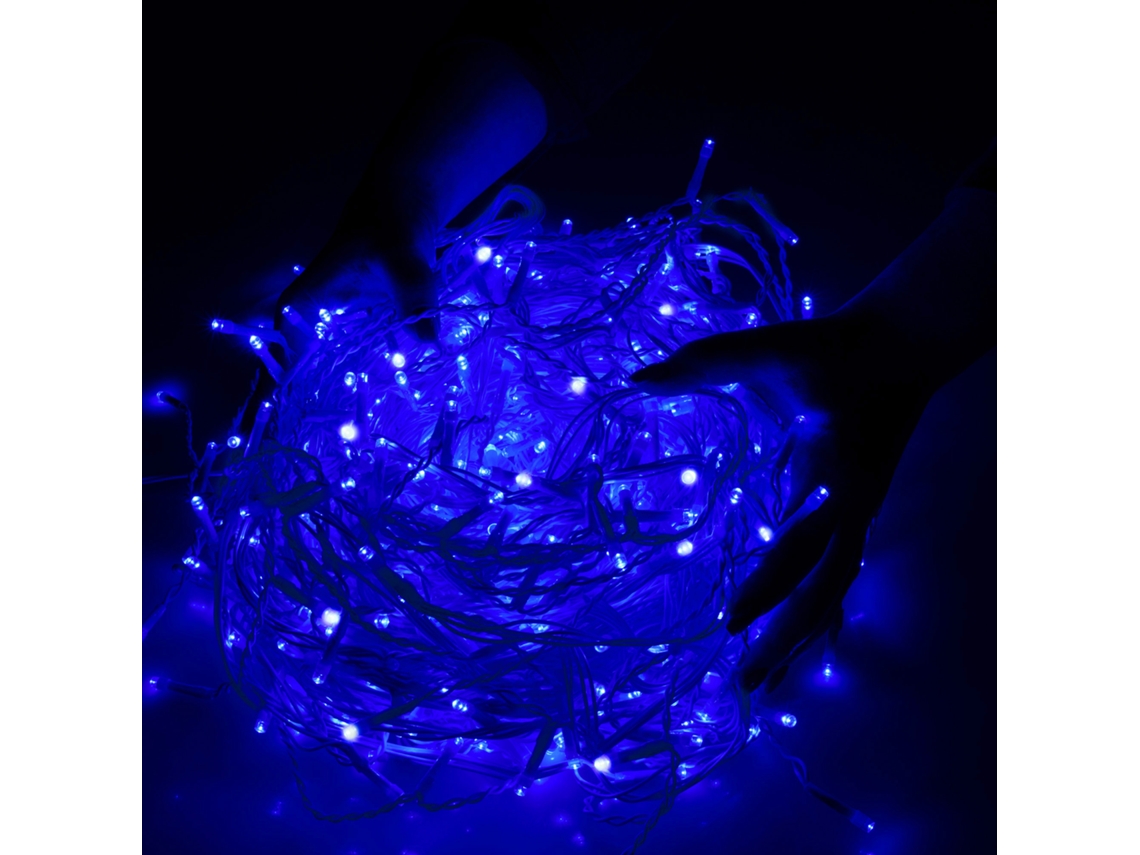 Cadena de Cortina de Luz 300 Led Pared de Luz Azul de 14,5 M 8 Funciones Decoración Navideña