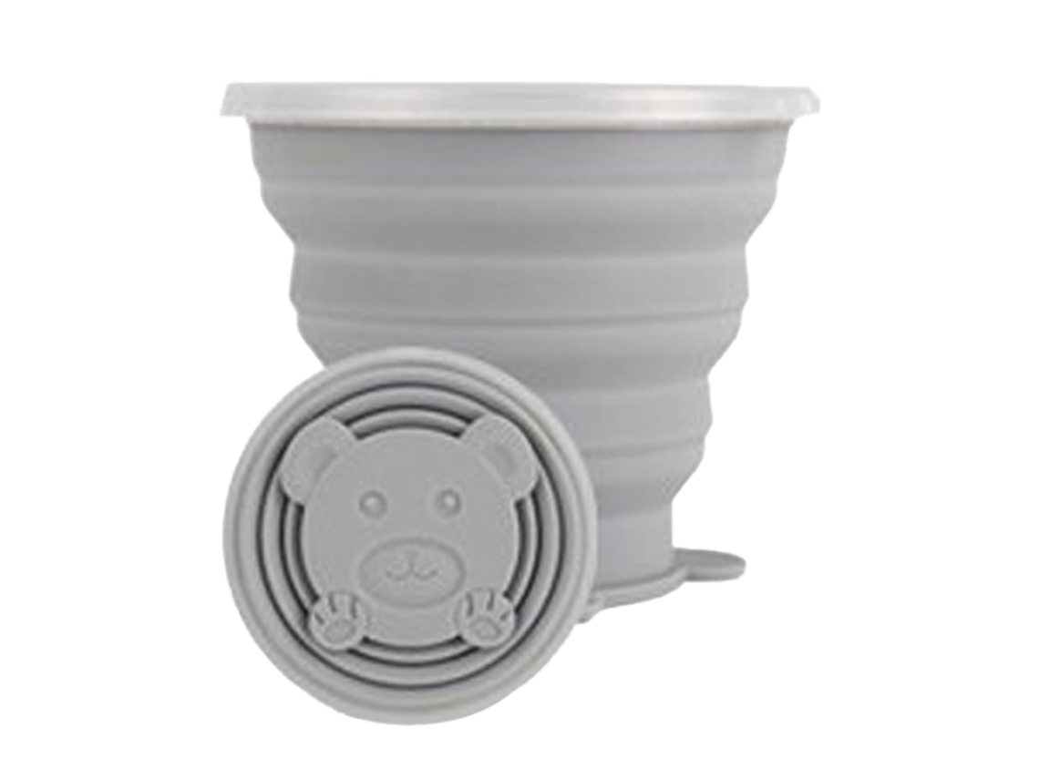 Vaso de agua plegable de silicona de 270 ml, color gris.
