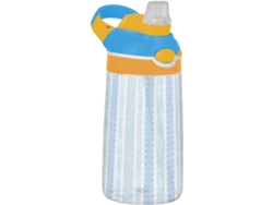 Botella de agua azul con rayas de encaje y pajita de silicona - Portátil, ideal para viajar