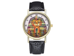 Reloj De Pulsera Unisex Con Correa De Pu, Esfera Redonda, Números Romanos Y Movimiento De Cuarzo (negro).