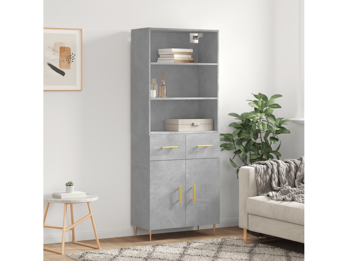 Aparador Alto Madera Contrachapada Gris Hormigón 69,5x34x180 Cm