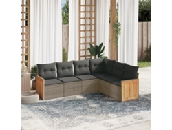 Conjunto de 6 sofás de jardín con cojines en mimbre gris DKD Home Decor