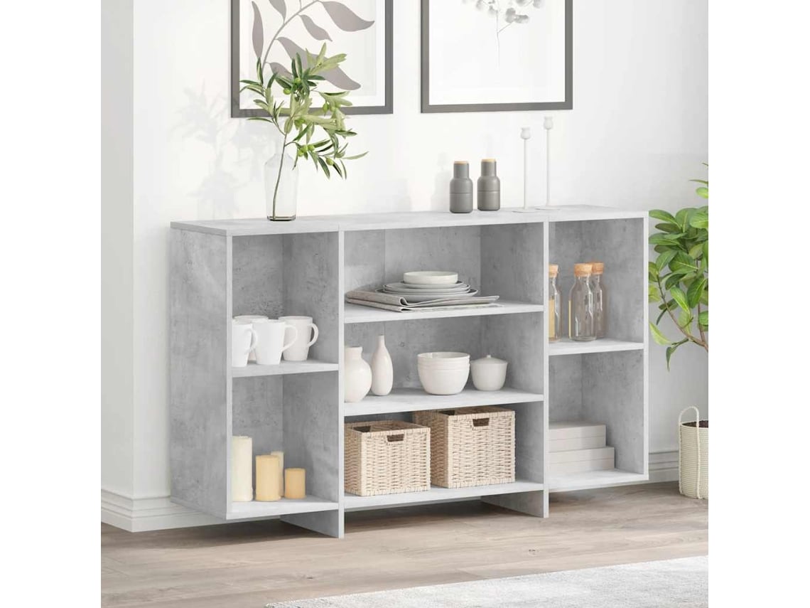 Aparador De Madera Contrachapada Gris Hormigón 120x30x75 Cm