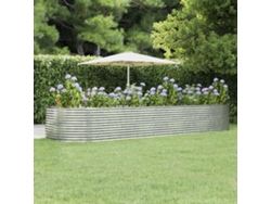 Jardín Elevado/Plantador de Acero con Revestimiento en Polvo Plateado 447X140X68 cm
