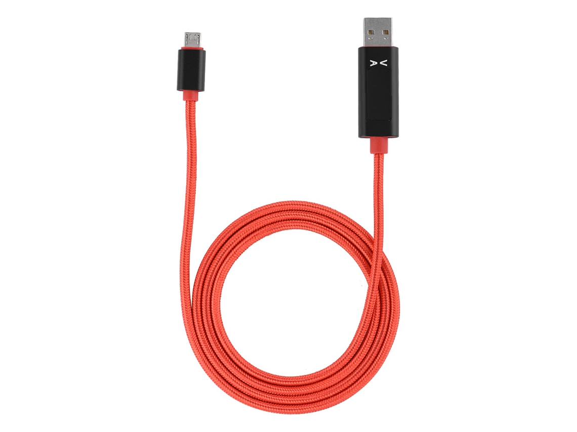 Cable De Carga Rápida De 1.2m Con Pantalla De Voltaje De Corriente Resistente Tejido De Nailon Rojo