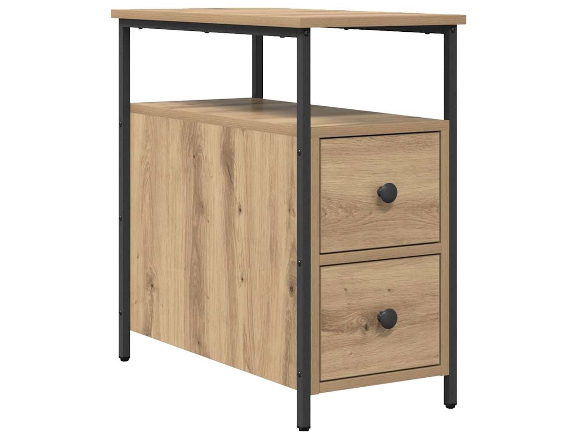 Mesilla de noche artesanal de roble 30x60x60 cm MAISON EXCLUSIVE