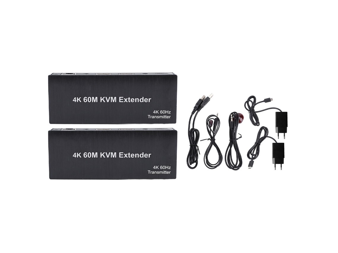 Extensor Kvm Usb Com Interface Multimídia Hd Transmite Vídeo 4k A 60hz Até 60m Via Cabo Cat5e 6 7 Plug Eu