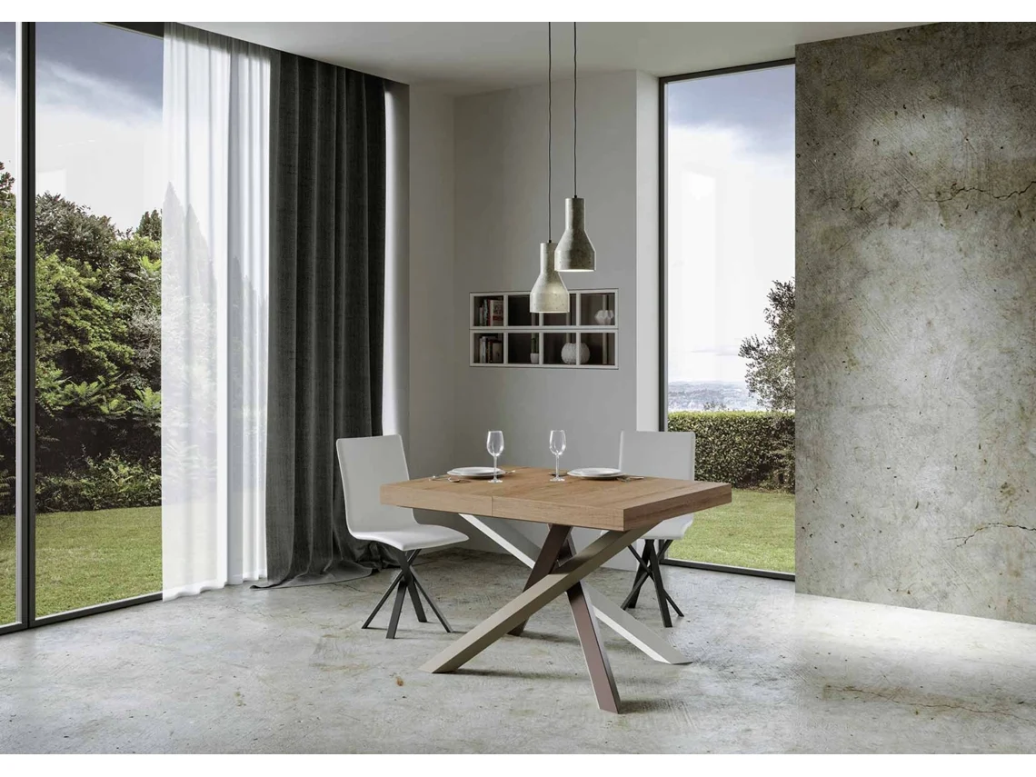 Mesa de Comedor ITAMOBY Volantis (90x130/390 - Paneles de Melamina - Roble Natural)