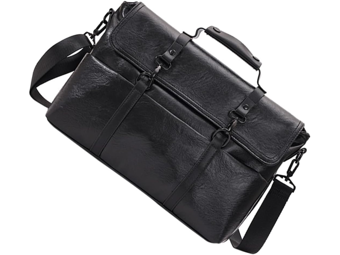 1 Pièce Sacoche À Bandoulière Cuir Pu Pour Hommes Professionnel Ordinateur Portable De Voyage