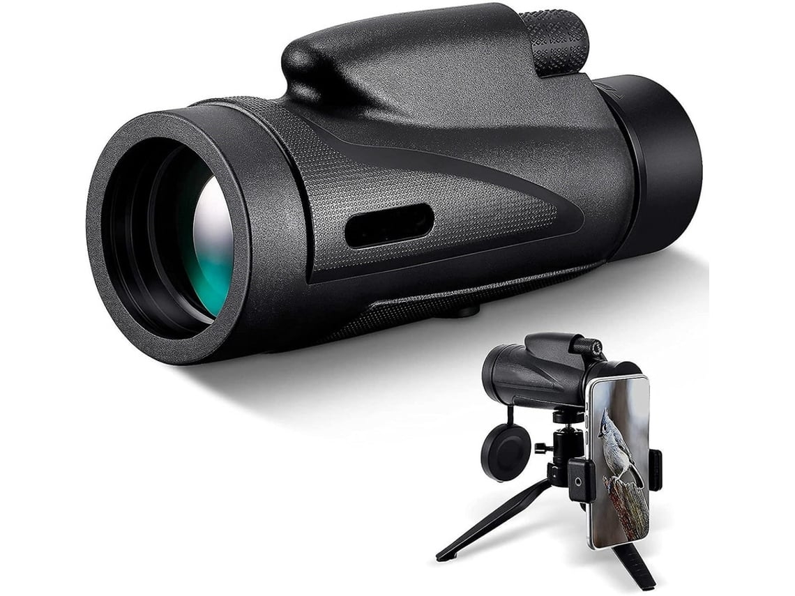Telescopio monocular 12x50 para adultos, de alta definición, con prisma Bak4, con soporte para smartphone y trípode para USHION.