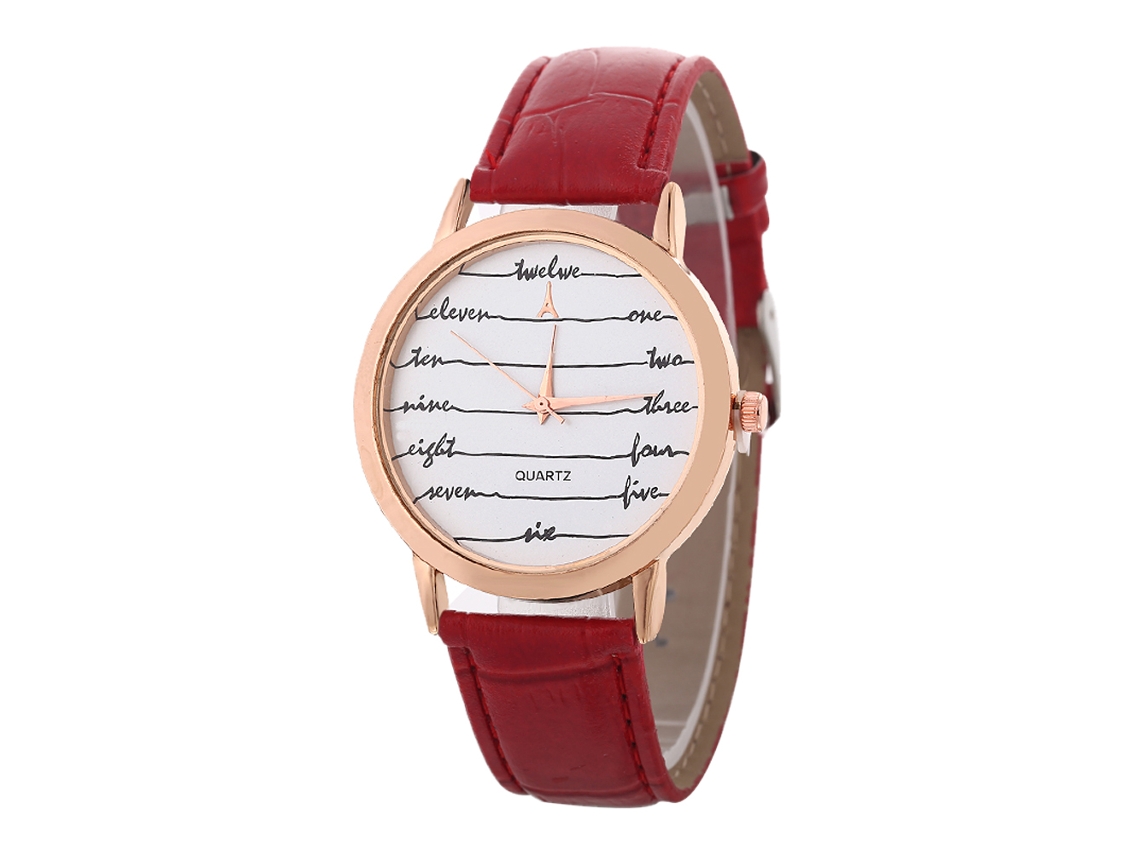 Elegante Reloj De Pulsera Unisex Para Parejas, De Cuarzo, Ideal Para Regalar, Color Rojo Brillante.