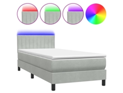 Maison Exclusive - Cama Box Spring Con Colchón Y Led Terciopelo Gris Claro 80x220 Cm