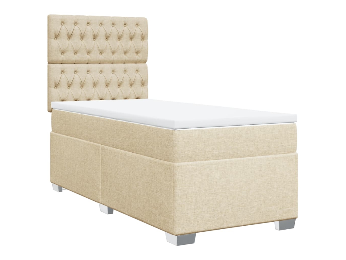 Maison Exclusive - Cama Box Spring Con Colchón Tela Color Crema 90x200 Cm