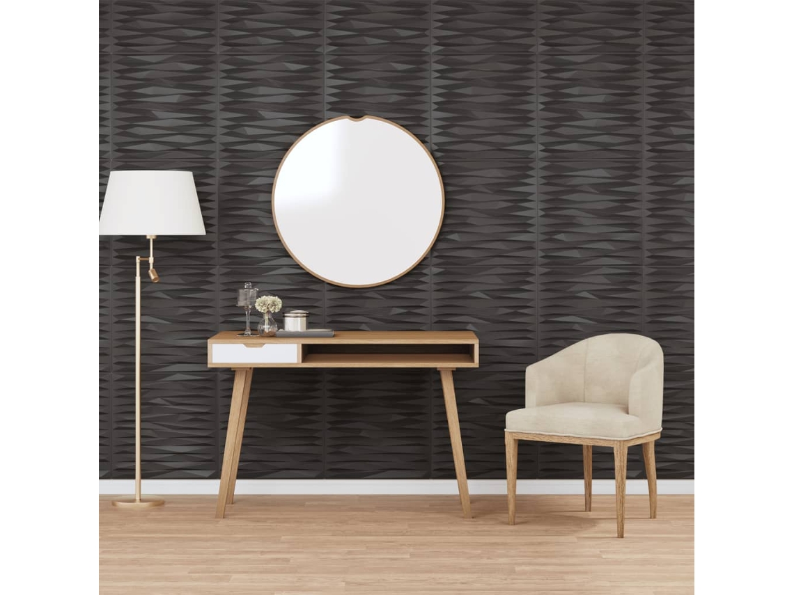Paneles de pared 12 piezas 50x50 cm 3m² XPS Piedra Negro Wsd405654 Lovely Home
