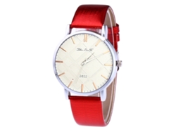 Reloj Analógico De Cuarzo Con Correa De Cuero Pu Unisex (rojo)