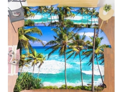 Funda de Edredón AJ WALLPAPER 3D Cocoteros de mar 14 (200 x 225cm)