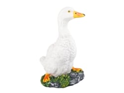 Adorno de pato de resina de simulación, estatua de pato, resistente a la intemperie, modelo de escultura de animal vívido y lindo para jardín, césped, blanco S