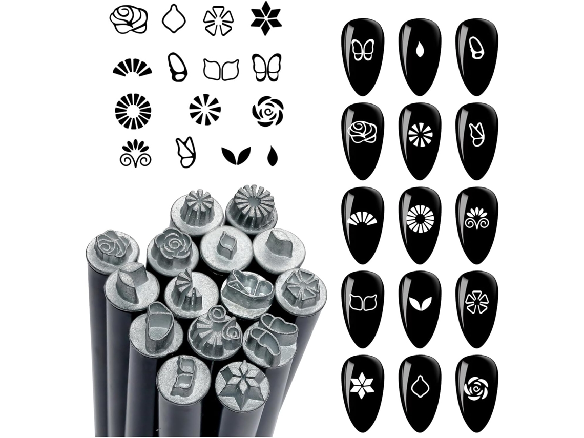 Tampon De Vernis A Ongles - 15 Pièces Crayons Tampons Kit Dessins Avec Motifs Divers Instruments