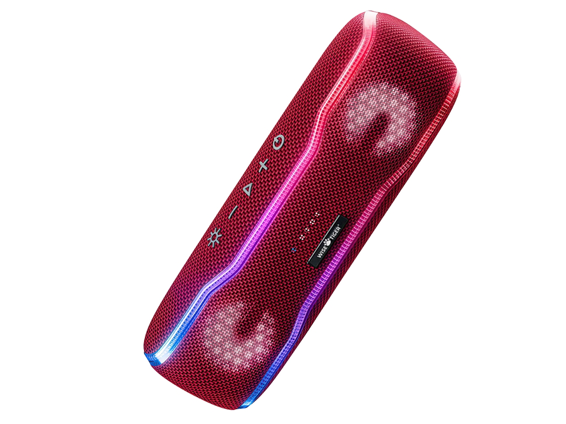 Altavoz portátil para exteriores, resistente al agua IPX7, con luz estéreo, MDUG (rojo)