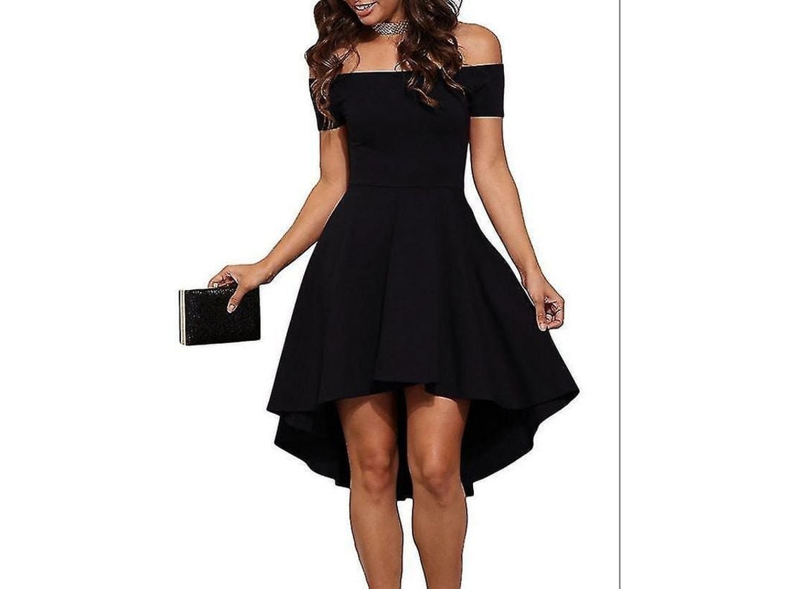 Fasst-vestido Sexy Negro De Hombros Descubiertos Con Falda Asimétrica Para Fiestas Y Eventos Especiales