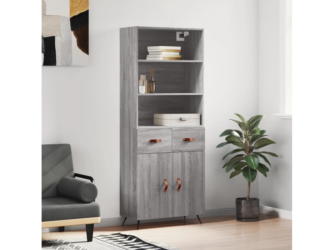 Aparador Alto Madera Contrachapada Gris Sonoma 69,5x34x180 Cm