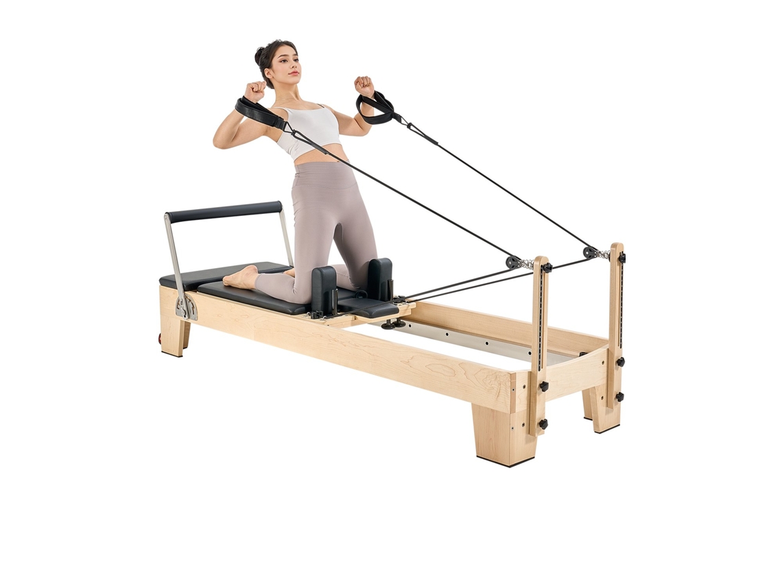 Máquina de Pilates Reformer de Madera para Gimnasio, 238x73,5x92,5 cm Vevor