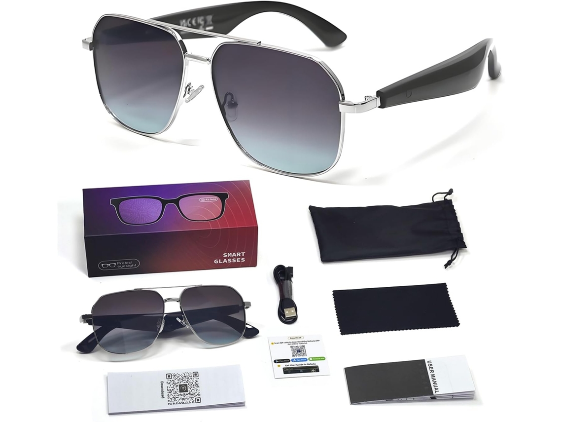 Gafas inteligentes Eifson Gy100, traducción por IA en tiempo real, auriculares abiertos con control táctil (morados)