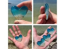 Piedra acrílica de bolsillo en forma de corazón, hecha a mano, ideal para meditación en la playa, equilibrio energético, decoración y como recuerdo.