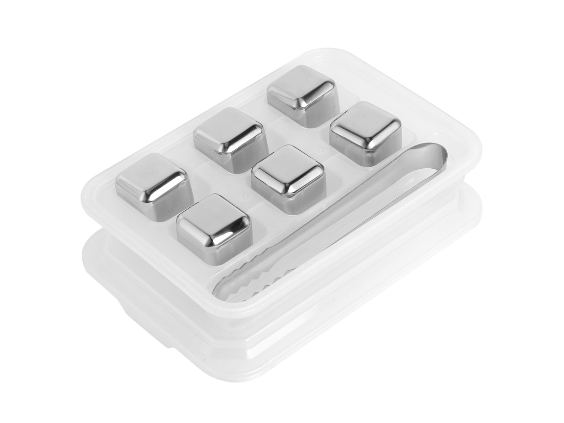 Cubitos De Hielo De Acero Inoxidable Reutilizables Piedras Para Whiskey Vino Con Caja 6pcs