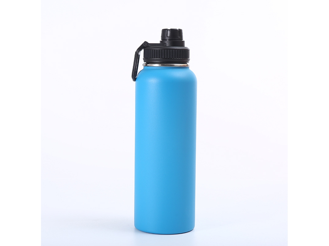 (azul) Botella térmica de acero inoxidable de 1000 ml, con doble pared aislada, impermeable y resistente a gases.