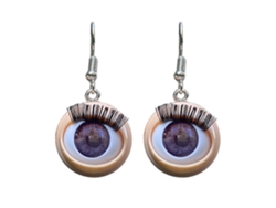 1 par de pendientes de piedra de plástico con ojos y pestañas simulados para mujer Hengjian