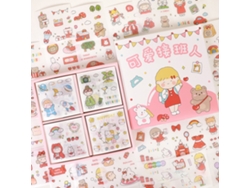 100 Pegatinas De Cuaderno Con Patrones Cómicos Bonitos Y Delicados, Set De Pegatinas Diy Para Scrapbooking, Diarios, Tarjetas Y Manualidades En Rosa