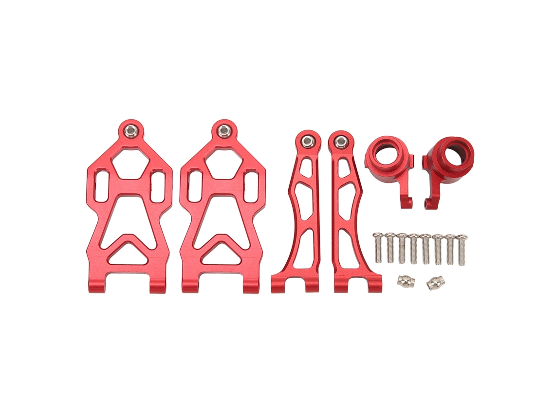 Mali bracos de Suspensao Superior Inferior Dianteiro com Copas de Direcao para Carros Rc Scy 1/16 16101pro 16102 Vermelho