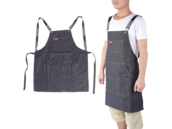 Delantal De Bolsillo Unisex Impermeable De Vaquero Negro Para Peluquería, Barbería, Café Y Camarero