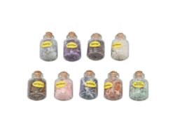 9 Botellas De Piedra Curativa Con Fragmentos De Cristal En Varios Estilos Para Manualidades Y Decoración.
