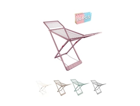 Tendedero Plegable de Resina Incluye 20 Pinzas – Tendal Abatible Balcón para Interior Y Exterior Rosa Plegable JARDIN202