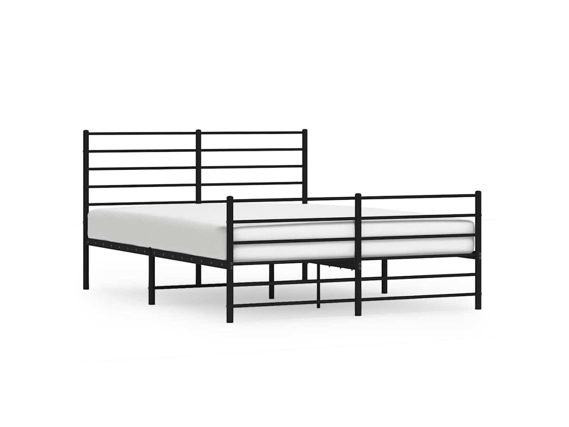 Maison Exclusive - Estructura Cama Sin Colchón Con Estribo Metal Negro 150x200 Cm