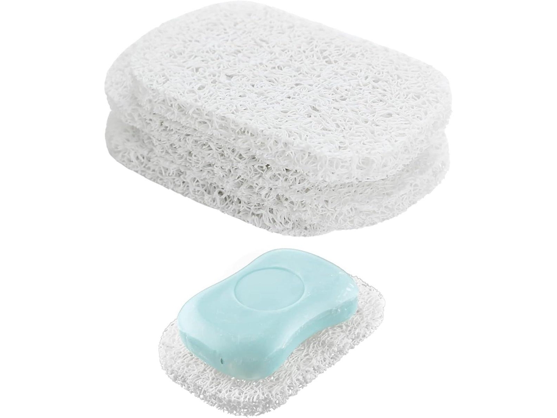 Juego de 4 jaboneras MDUG blancas con drenaje automático 7,4x11,4 cm