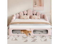 Canapé Cama 180x200 Cm Multifunción, Cuidado Mascotas, Somier De Láminas, Terciopelo Suave, Marco Modular, Cama Doble Moderna, Rosa