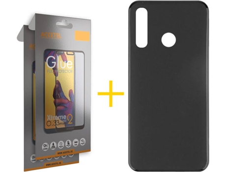 Kit Funda + 2 Protectores de Pantalla Huawei P Smart 2019 Plus ACCETEL Liso Negro