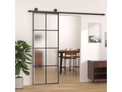 Puerta corrediza | Puerta corredera de aluminio y cristal ESG, 76 x 205 cm, color negro, WSD113732 Lovely Home