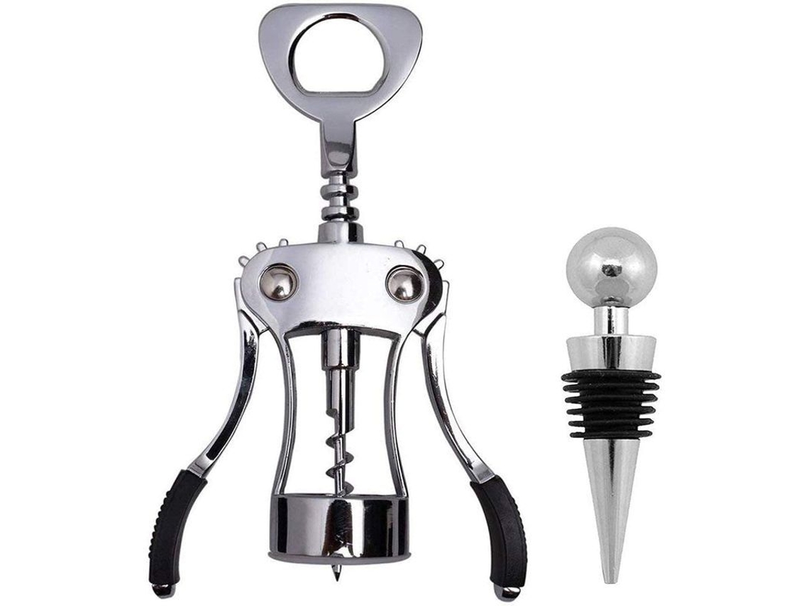 Sacacorchos Con Tornillo De Mariposa Y Tapón Blp - Acero Inoxidable, Diseño Moderno Y Portátil.