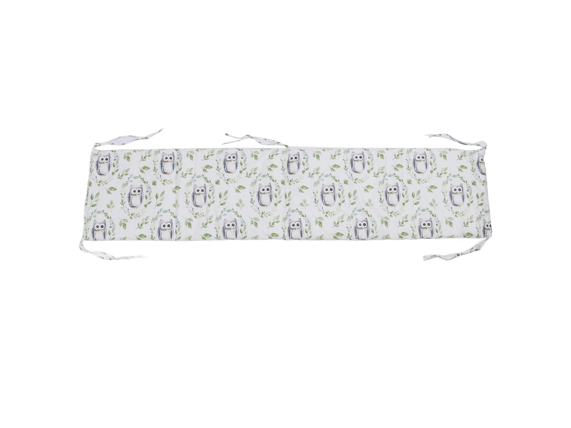 Bumper De Berço Bebê Protector Segurança Removível Algodão Padrão Coruja 131x30cm