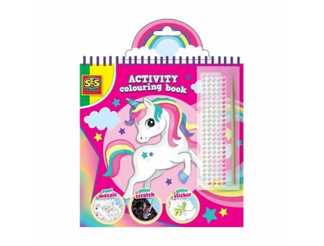Dibujos para pintar SES Creative Activity Colouring Book 3 en 1 Set de pegatinas Cuaderno