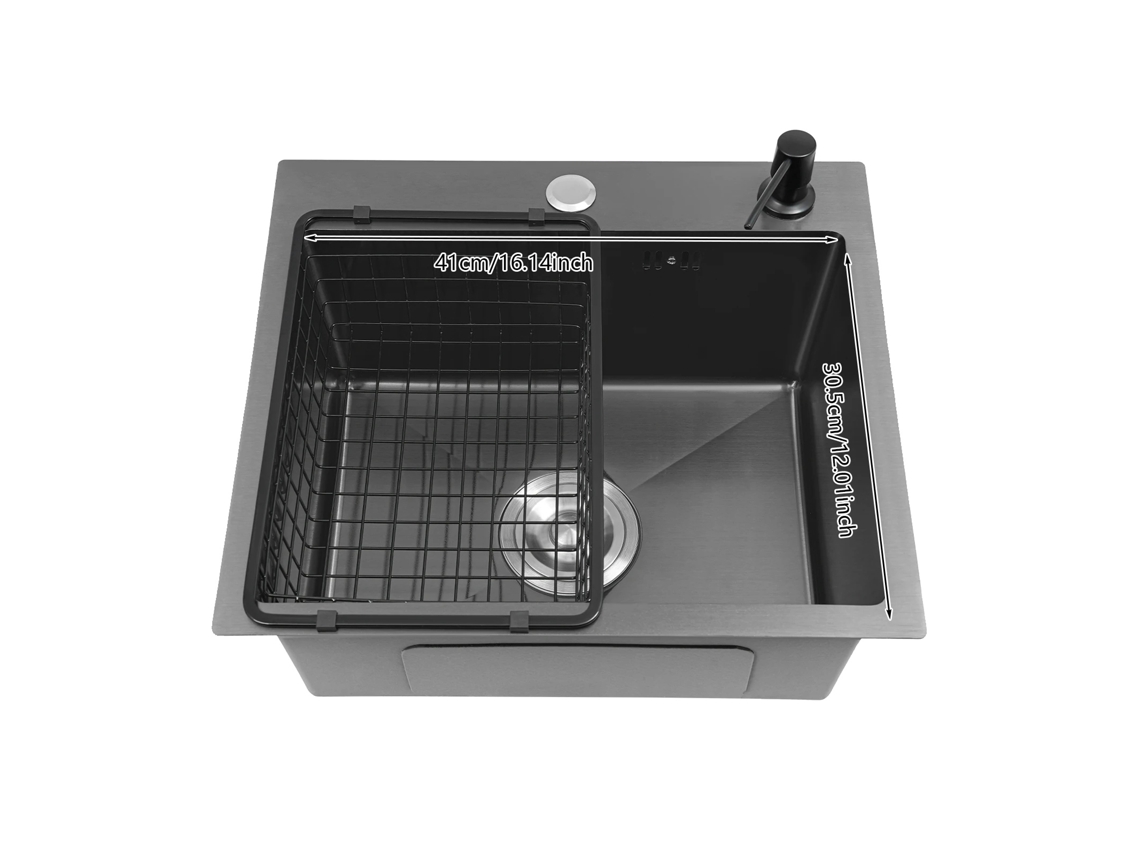 Fregadero de cocina, acero inoxidable negro, diseño moderno OEM