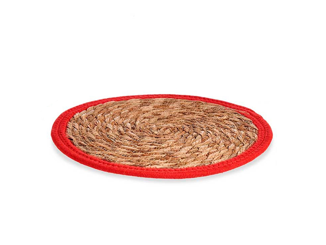 Alfombra SAN IGNACIO Natural Borde Colección Fibra Rojo (30x30)