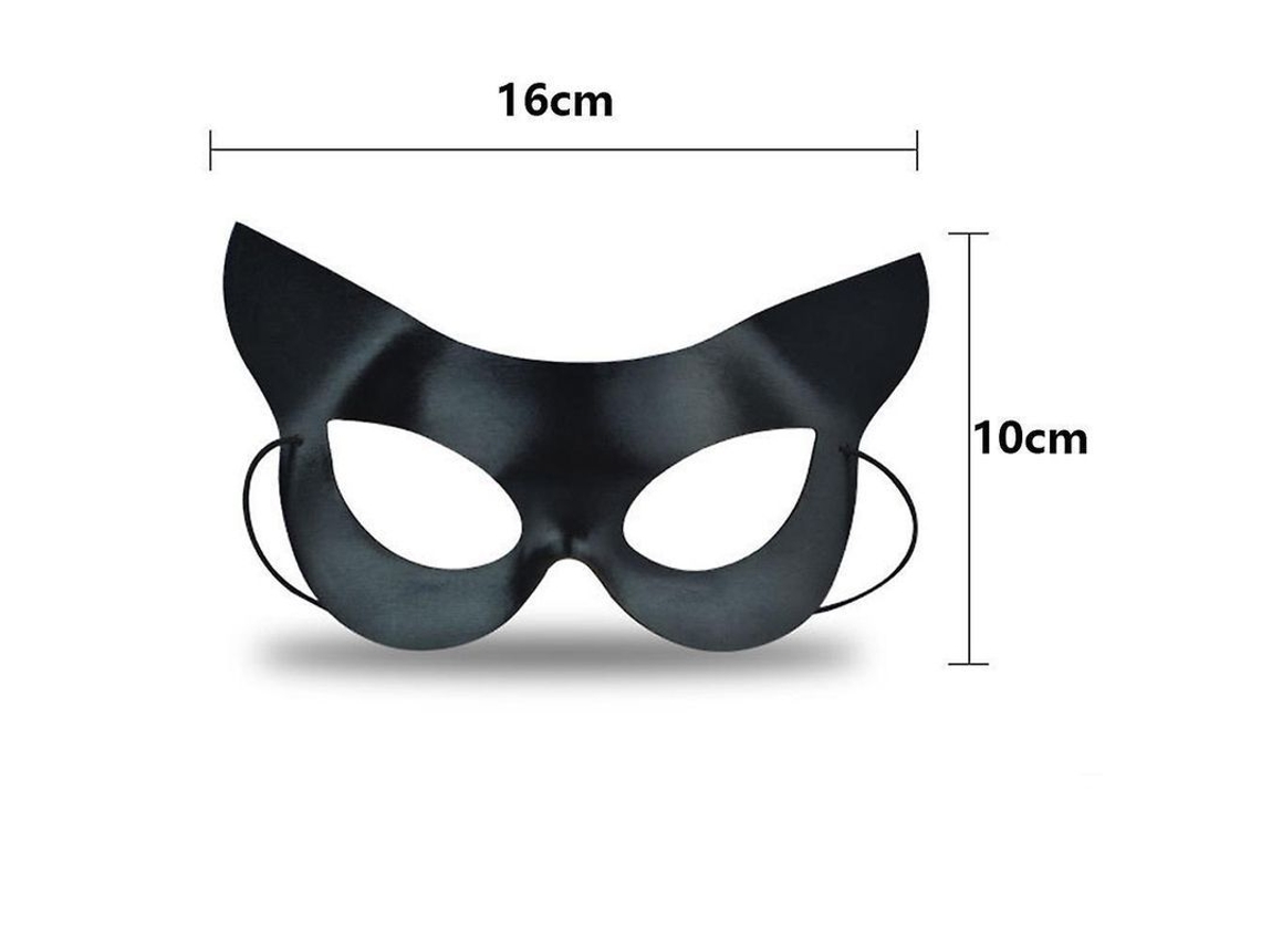 2026-máscara De Gato Media Cara Para Fiesta Halloween Carnaval Disfraz Catwoman Negro 2 Piezas